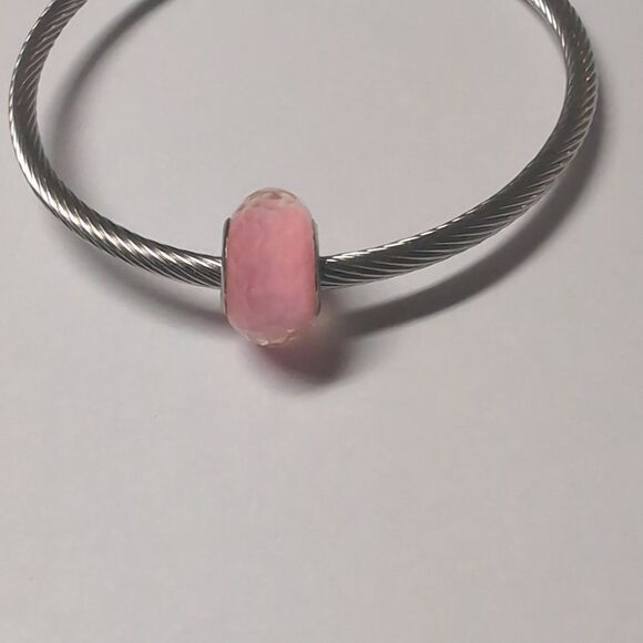 Bubble Gum Pink Faceted Charm for Pandora Style Bracelet - Picture 3 of 4